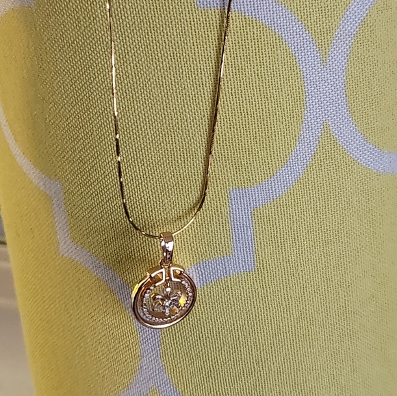Gold tone pendant on a 24"  Gold filled chain - Picture 3 of 4